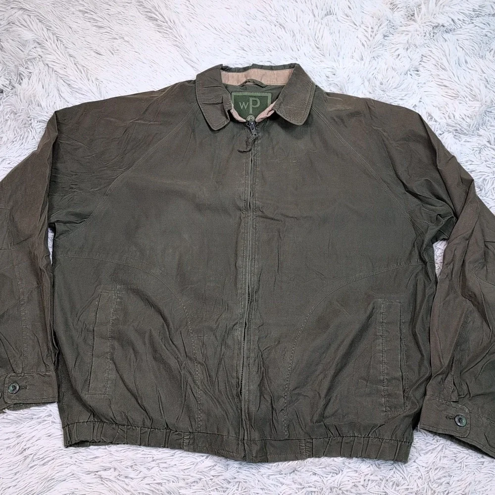 Weatherproof‎ Jacket Mens XXL Green Windbreaker Pockets Lined Athletic Soft